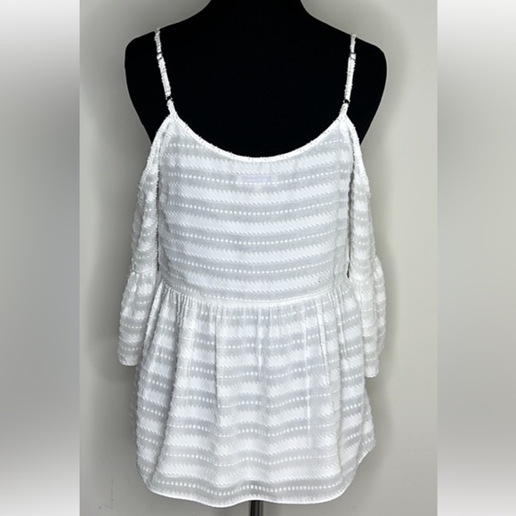 1. STATE White Cold Shoulder Strap Boho Flowy Cute Chic Top Shirt XS - Picture 5 of 7